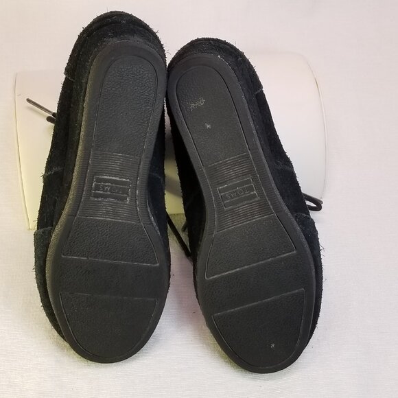 Toms Boots Youth 12 Girls Kala Desert Wedge Ankle Bootie Black Suede - Picture 8 of 8